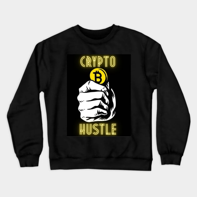 Crypto Hustle Bitcoin, Ethereum, Doge, XRP Crewneck Sweatshirt by jackofdreams22